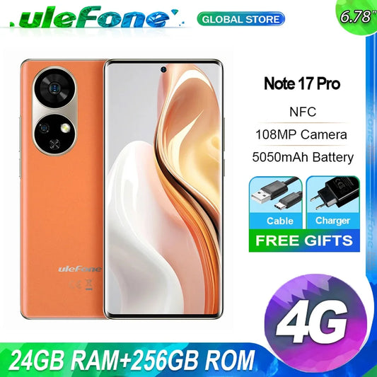 【World Premiere】Ulefone Note 17 Pro Smartphone 6.78" 120HZ AMOLED Curved Display 24GB+256GB  108MP Camera 5050mAh Global Version