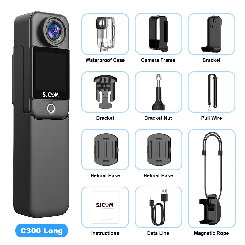SJCAM C300 Action Camera Long Battery Life 4K 30FPS Six-Axis Gyroscope Anti-Shake Sport Cam 5G WiFi 30M Waterproof Easy To Carry