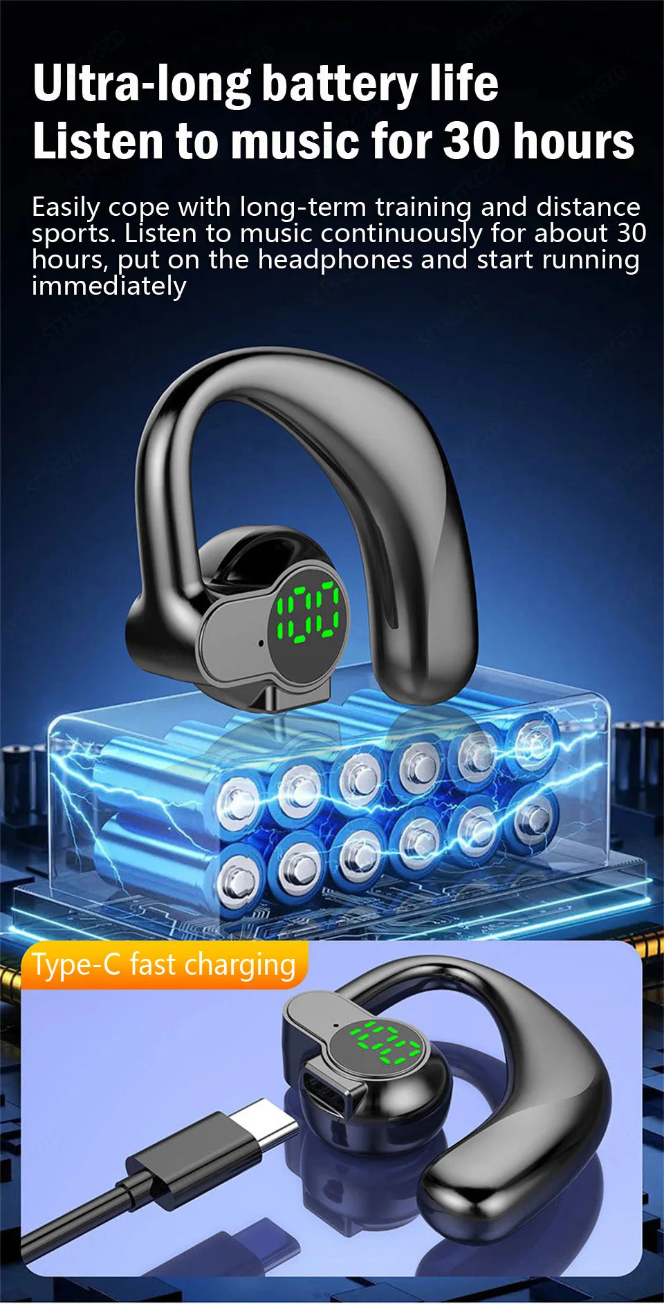 Wireless Bluetooth Headphones Full Open Headset Air Conduction Ear Hook Earphones Handsfree Noise Canceling Audifonos Sports - Universal Market