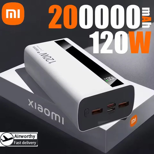Xiaomi 200000mAh Power Bank 120W Super Fast Charge External Battery High Capacity Digital Display Charger For Iphone 16 Samsung