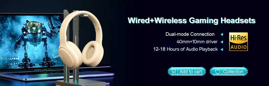Bluetooth 5.3 Headsets Gaming Headphones Dual Mode Wireless Earphones Foldable Noise Reduction Music Headsets For iPhone Xiaomi - Universal Market
