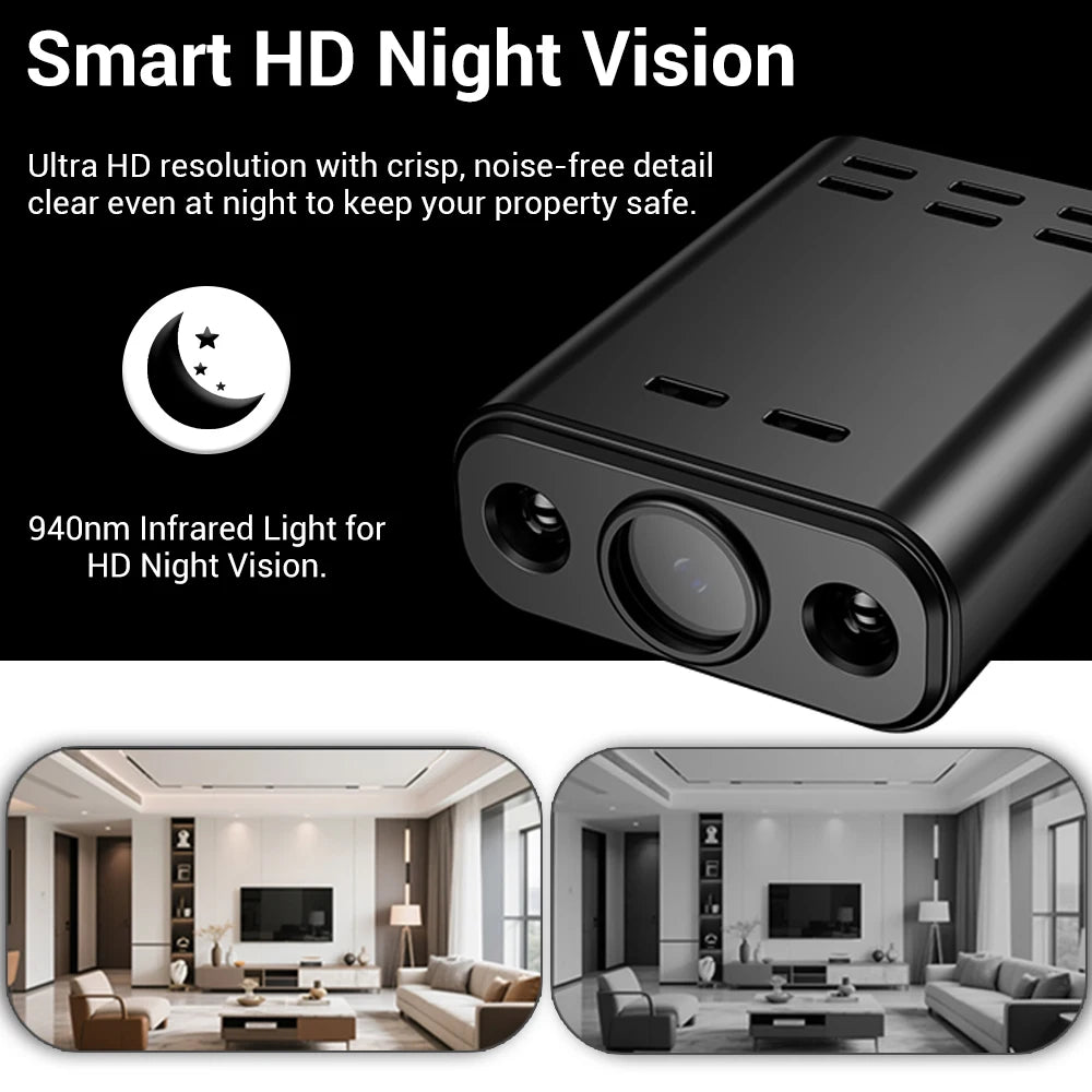 PEGATAH 5MP HD Mini WIFI Body Camera Built-in Battery Human Tracking IP Remote Monitoring IR Night Vision Protable Camcorders - Universal Market