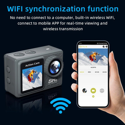 Action Camera 5K 4K 60FPS WiFi Anti-shake Dual Screen 170° Wide Angle 30m Waterproof Sport Camera with Remote Control