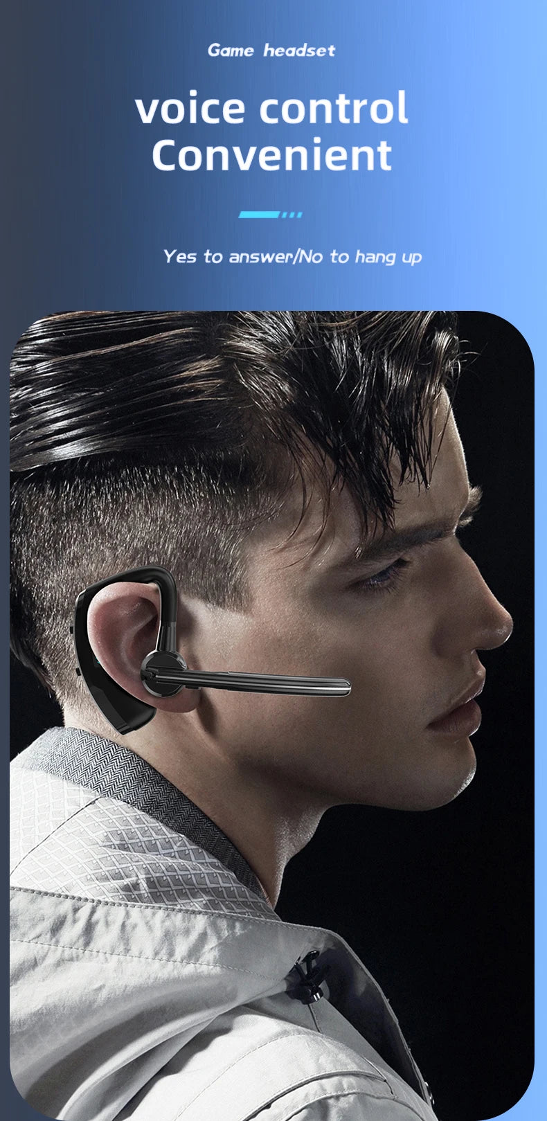 New V8S Business Bluetooth Headset with LED Digital Display HD Mic Car Driving hands-free Call Sports Music Long Standby Earphon - Universal Market