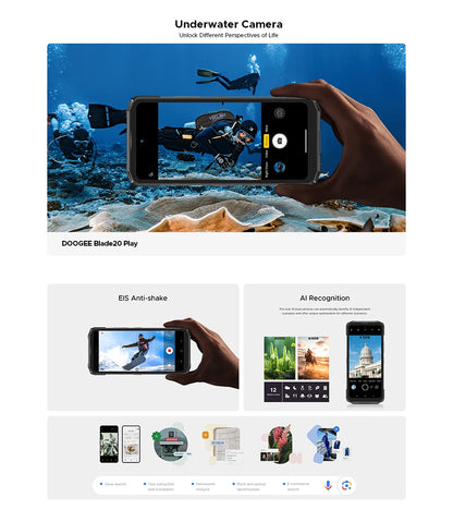DOOGEE Blade20 Play 5G Rugged Smartphone Android 15 Gemini Al 10300mAh Battery 6.6'' Display AI Camera Mobile phone