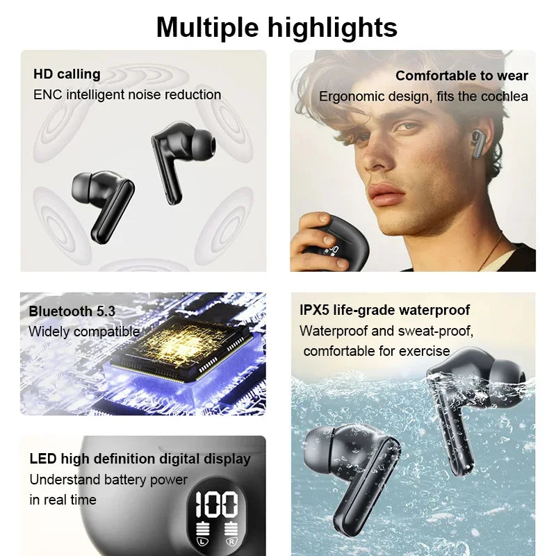 BOSE&bye 895B TWS Wireless Headphones Earphone Bluetooth-compatible 5.3 Waterproof Headset with Mic for Xiaomi iPhone Earbuds - Universal Market