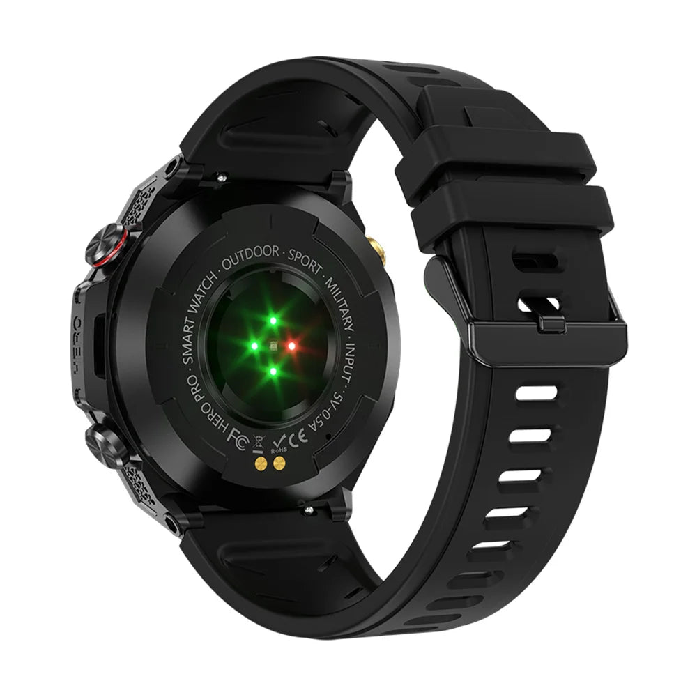 TLCRETE Men Outdoor Smartwatch Stainless Steel BT Call 650mAh Built-In GPS AI Voice Assistant 1ATM Waterproof Smart Watch KC82
