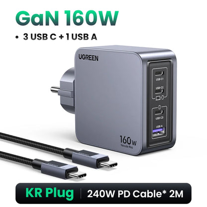 UGREEN 160W GaN Charger PD3.1 Type C QC4.0 3.0 Quick Charge For Macbook Pro Laptop USB Fast Charger For iPhone 17 Xiaomi Tablet