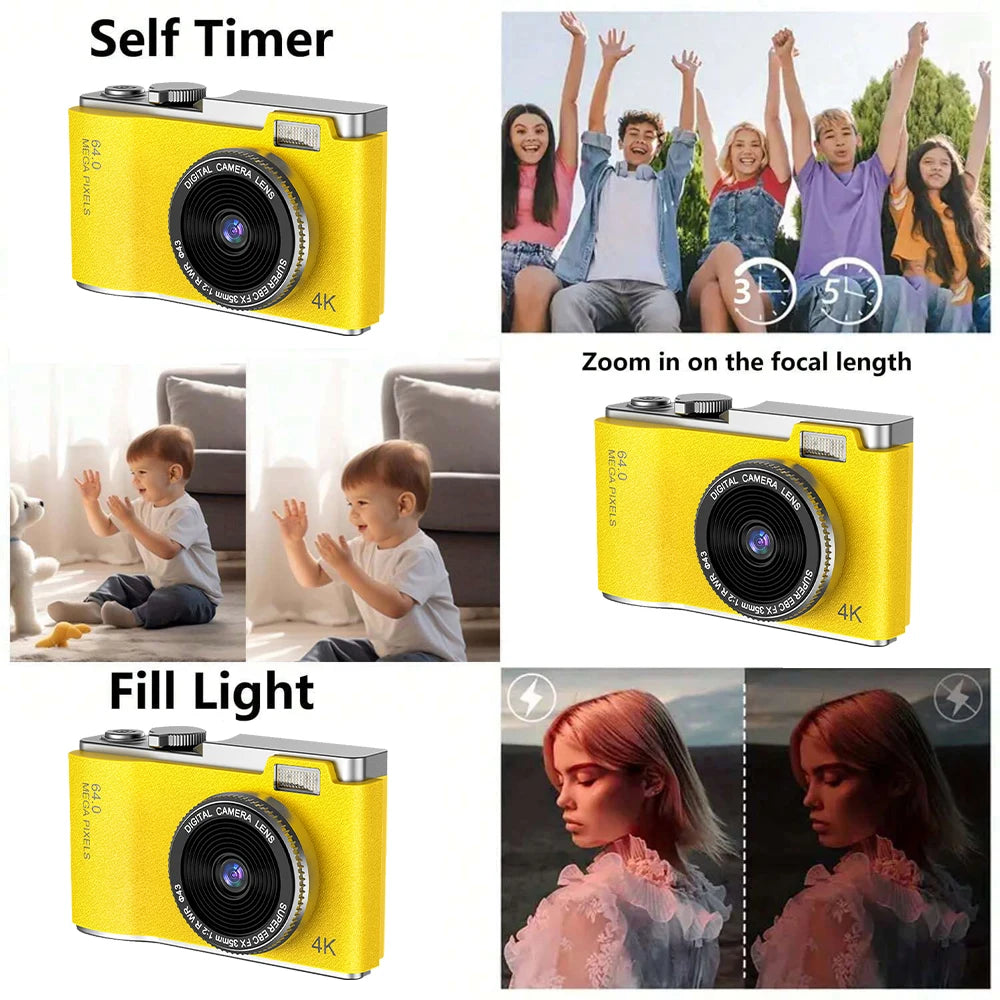 Kid Digital Camera for Children Camcorder Rechargeable Cameras Vlogging Camera 2.4" Rechargeable for Kid Beginner Photography - Universal Market