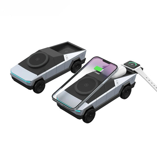 Multifunctional Magnetic Wireless Charger Car 3-in-1 Motorized Rotation Fast Phone Charger Gift Bedroom Cool Decoration