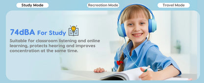 AWATRUE HK07 Kids Wired Headphones Stereo Sound Earphone with Mic Music Study Headset Limited Volume 74dB/85dB for Children - Universal Market