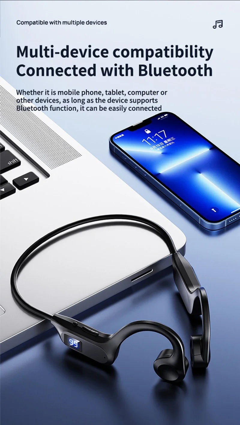 Xiaomi X7 Wireless Bone Conduction Earphone Sport Bluetooth Compatible Memory Card Digital Display With Mic For Sports Earbuds - Universal Market