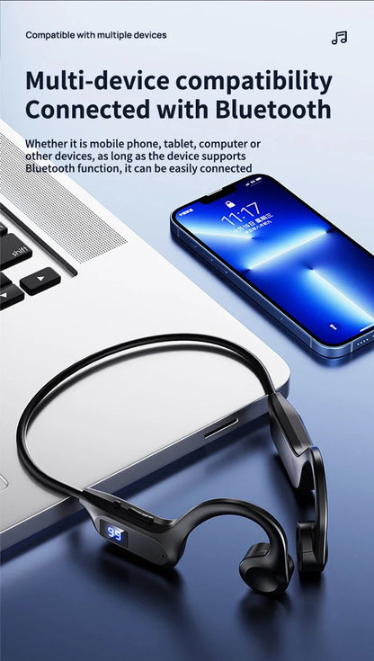 Xiaomi X7 Wireless Bone Conduction Earphone Sport Bluetooth Compatible Memory Card Digital Display With Mic For Sports Earbuds - Universal Market