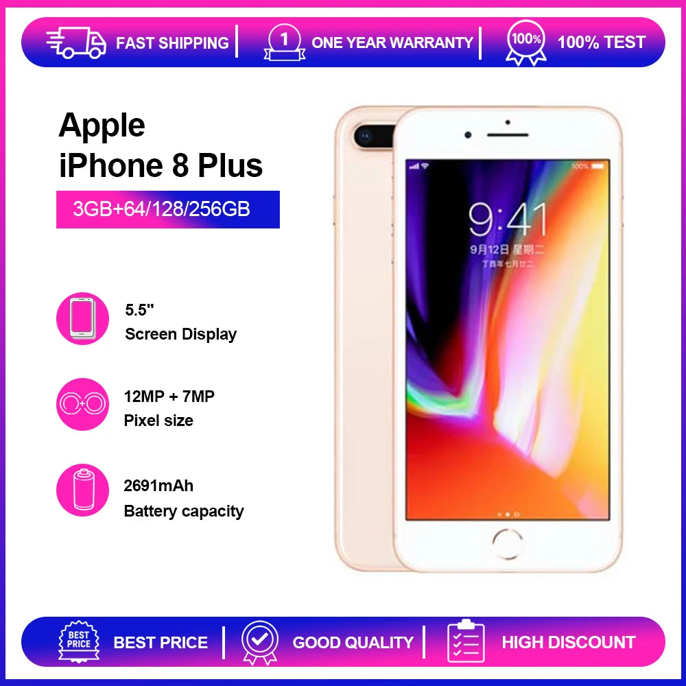 Apple iPhone 8 Plus 3GB RAM 64/256GB ROM Original Unlocked 5.5" Retina IPS LCD NFC 4G CellPhone Fast Shipping