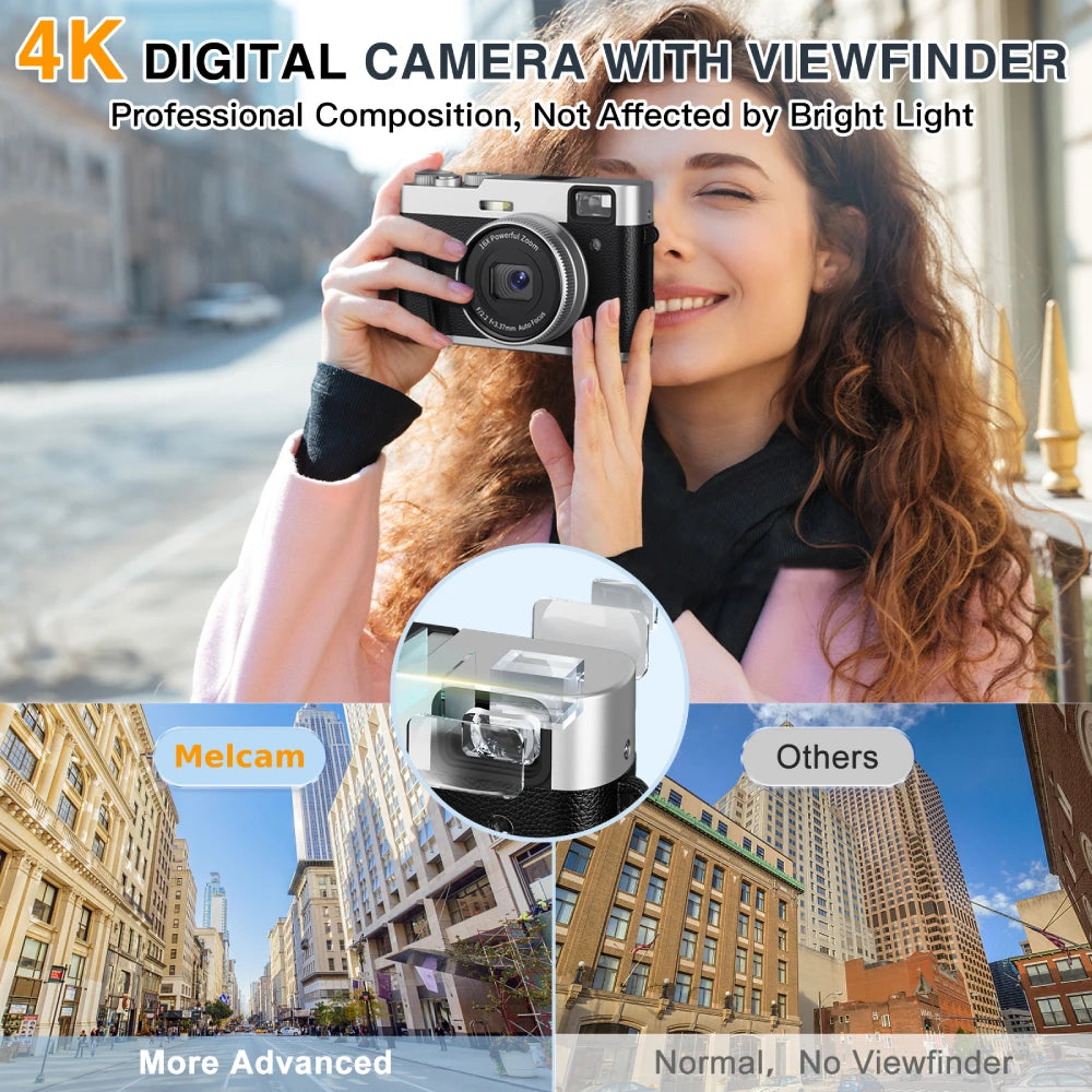 4K Digital Camera Auto Focus 48MP Vlogging Camera for YouTube and Anti-Shake Video Camera with Viewfinder Flash & Dial 16X Zoom - Universal Market