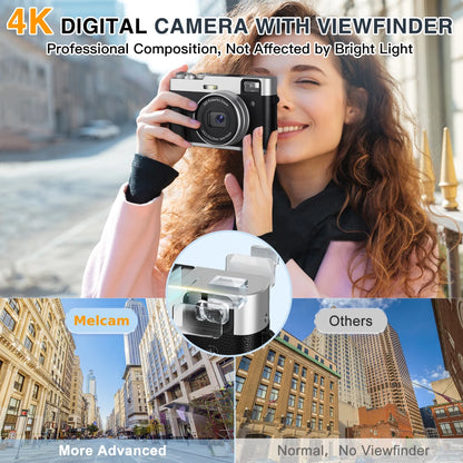4K Digital Camera Auto Focus 48MP Vlogging Camera for YouTube and Anti-Shake Video Camera with Viewfinder Flash & Dial 16X Zoom - Universal Market
