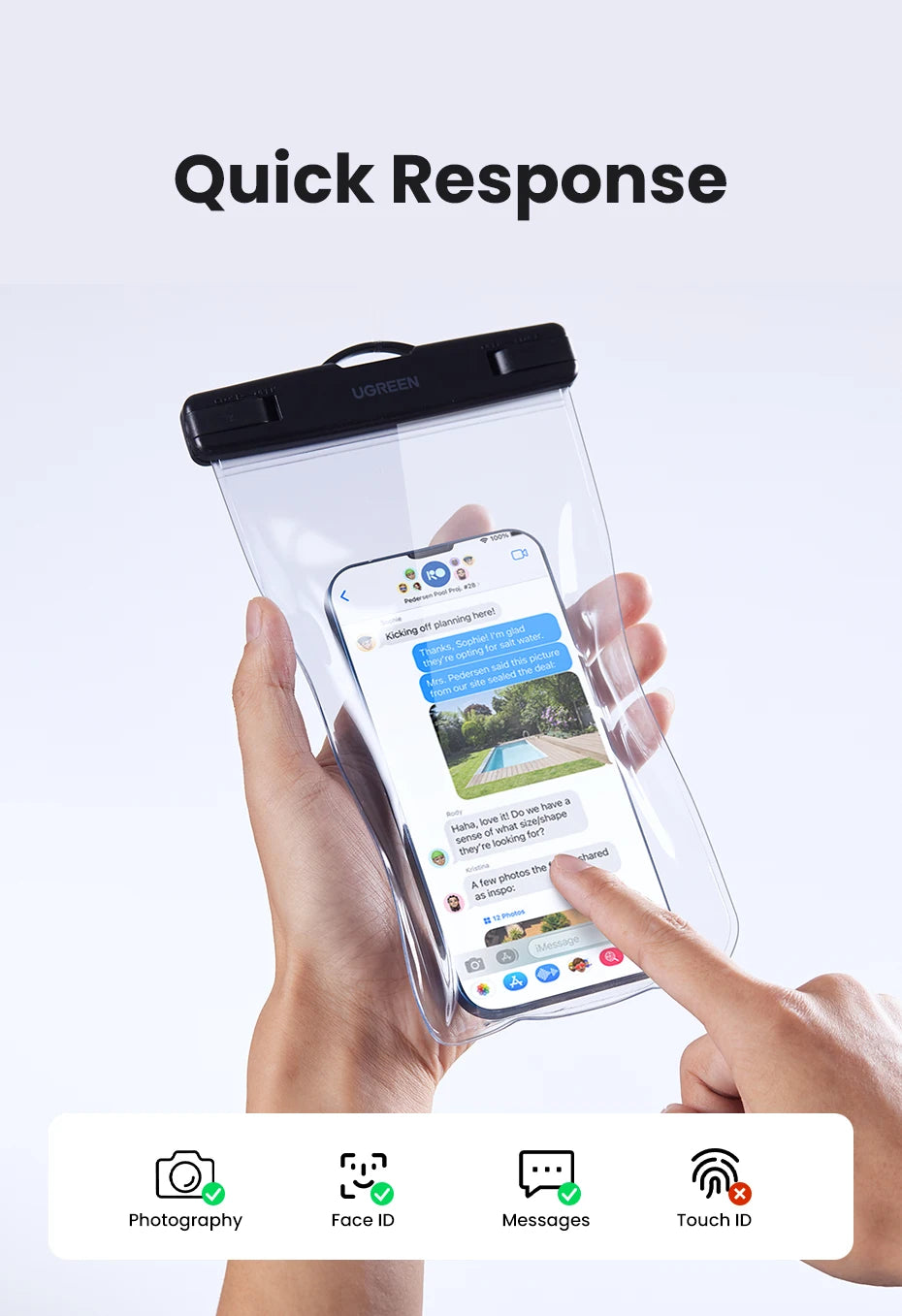 UGREEN 7.2 inch IPX8 Waterproof Phone Case Bag For iPhone 16 15 14 13 12 Pro Max Samsung Universal Swimming Protective Pouch Bag