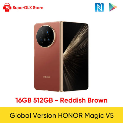2025 New Global Version HONOR Magic V5 5G Foldable Smartphone 7.95" LTPO OLED Display Snapdragon 8 Elite 5820mAh 66W Wired NFC