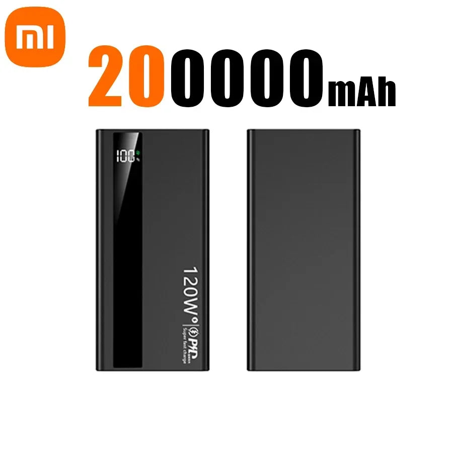 Xiaomi 200000mAh Power Bank 120W Super Fast Charge External Battery High Capacity Digital Display Charger For Iphone 16 Samsung