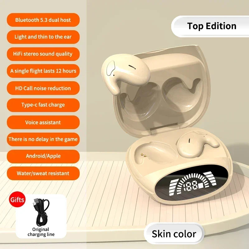 Sleep Invisible Stereo Headset IPX5 Waterproof Wireless Bluetooth Earphone Earbuds with Mic for Phone Bluetooth 5.3 Headphones - Universal Market
