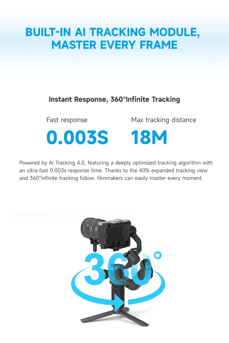 FeiyuTech SCORP Mini 3 Pro Gimbal with Detachable Remote Handle & AI 4.0 Tracking for Mirrorless, Action Camera & Smartphones - Universal Market
