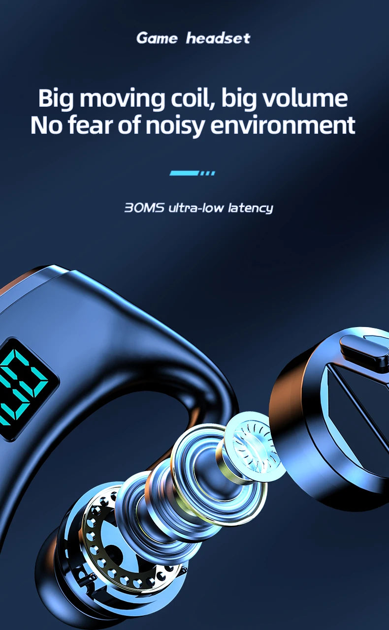 New V8S Business Bluetooth Headset with LED Digital Display HD Mic Car Driving hands-free Call Sports Music Long Standby Earphon - Universal Market