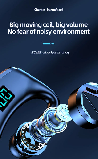 New V8S Business Bluetooth Headset with LED Digital Display HD Mic Car Driving hands-free Call Sports Music Long Standby Earphon - Universal Market