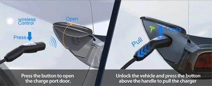 feyree EV Charger Portable 3.5kW Tesla NACS Charger Plug 1.8" LCD Screen with Set Delay Schedule Charging Station for Tesla Cars