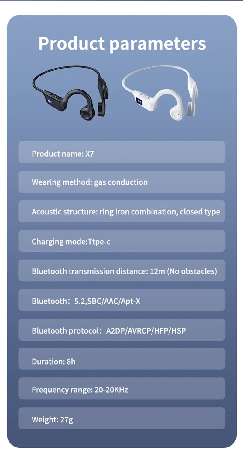 Xiaomi X7 Wireless Bone Conduction Earphone Sport Bluetooth Compatible Memory Card Digital Display With Mic For Sports Earbuds - Universal Market