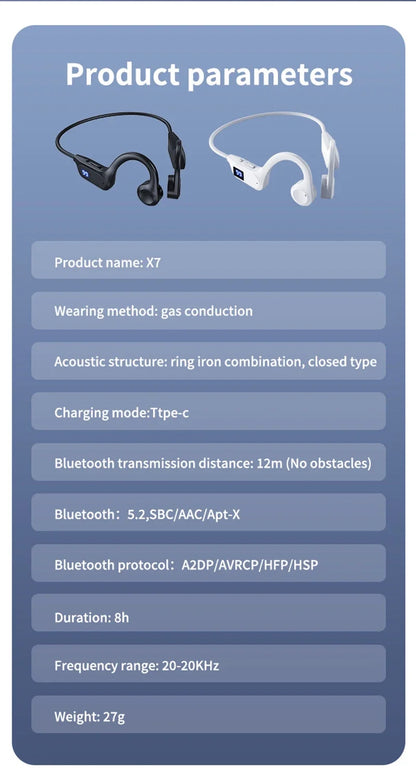 Xiaomi X7 Wireless Bone Conduction Earphone Sport Bluetooth Compatible Memory Card Digital Display With Mic For Sports Earbuds - Universal Market