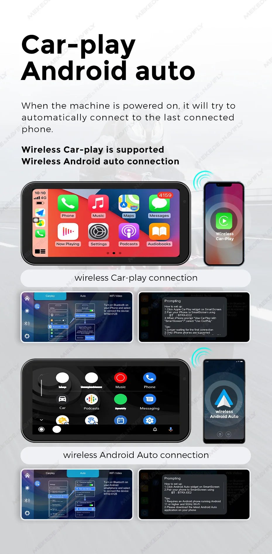 Portable 6.25 inch IP67 Waterproof Motorcycle GPS Navigation Wireless Carplay Android Auto DVR Drive Recorder Moto Monitor WIFI - Universal Market