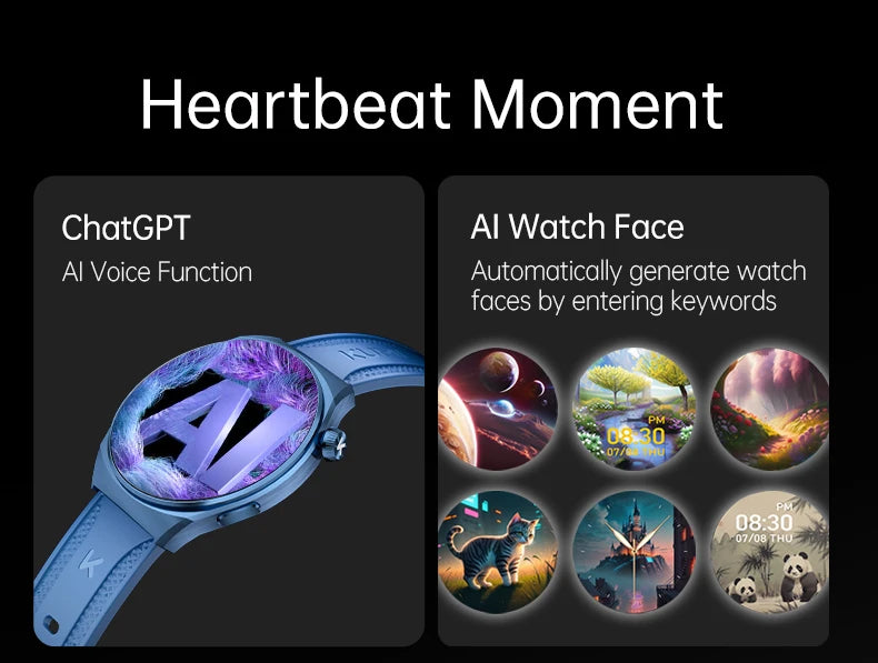 KUMI GW6 Smart Watch with ChatGPT AI Assistant, 1.43" AMOLED Display, Bluetooth Call, 100+ Faces, Fitness Tracker,  Waterproof