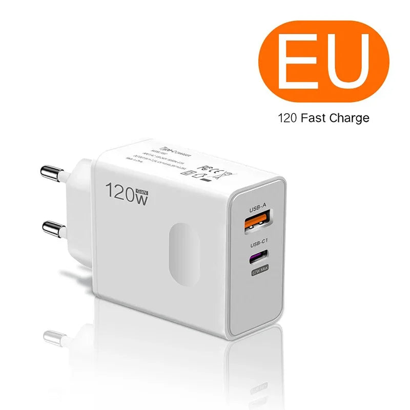 Xiaomi 120w EU US UK Mobile Phone Charger Super Fast Charging Head Flash Charging Suitable For Apple Xiaomi Huawei Samsung 2025