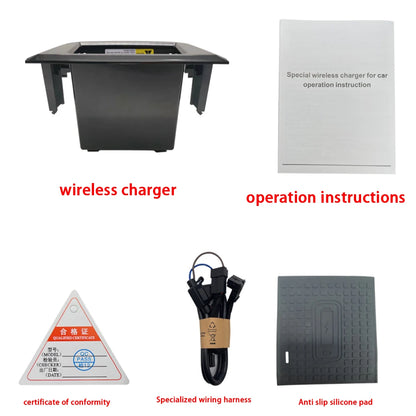Car Wireless Mobile Phone Charger Center Console Storage QI 18W iPhone fast charge for Porsche Cayenne E3 2019–2025
