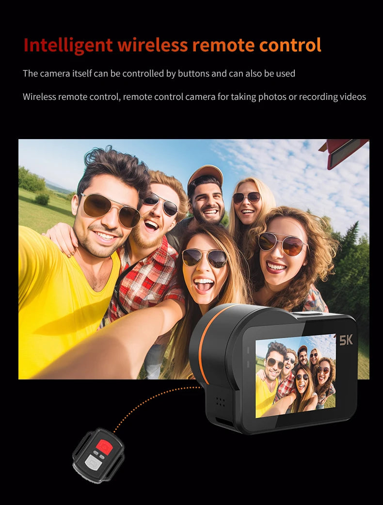 VIRAN V10 5K Action Camera Electronic Image Stabilization 2" Touch LCD 4K Waterproof Action Camera Dashcam Motion Detection