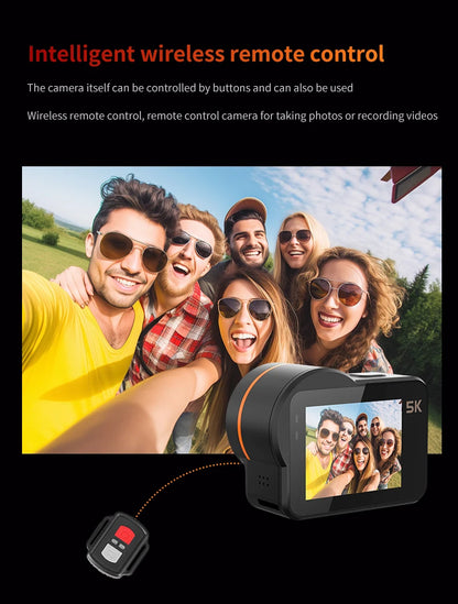 VIRAN V10 5K Action Camera Electronic Image Stabilization 2" Touch LCD 4K Waterproof Action Camera Dashcam Motion Detection