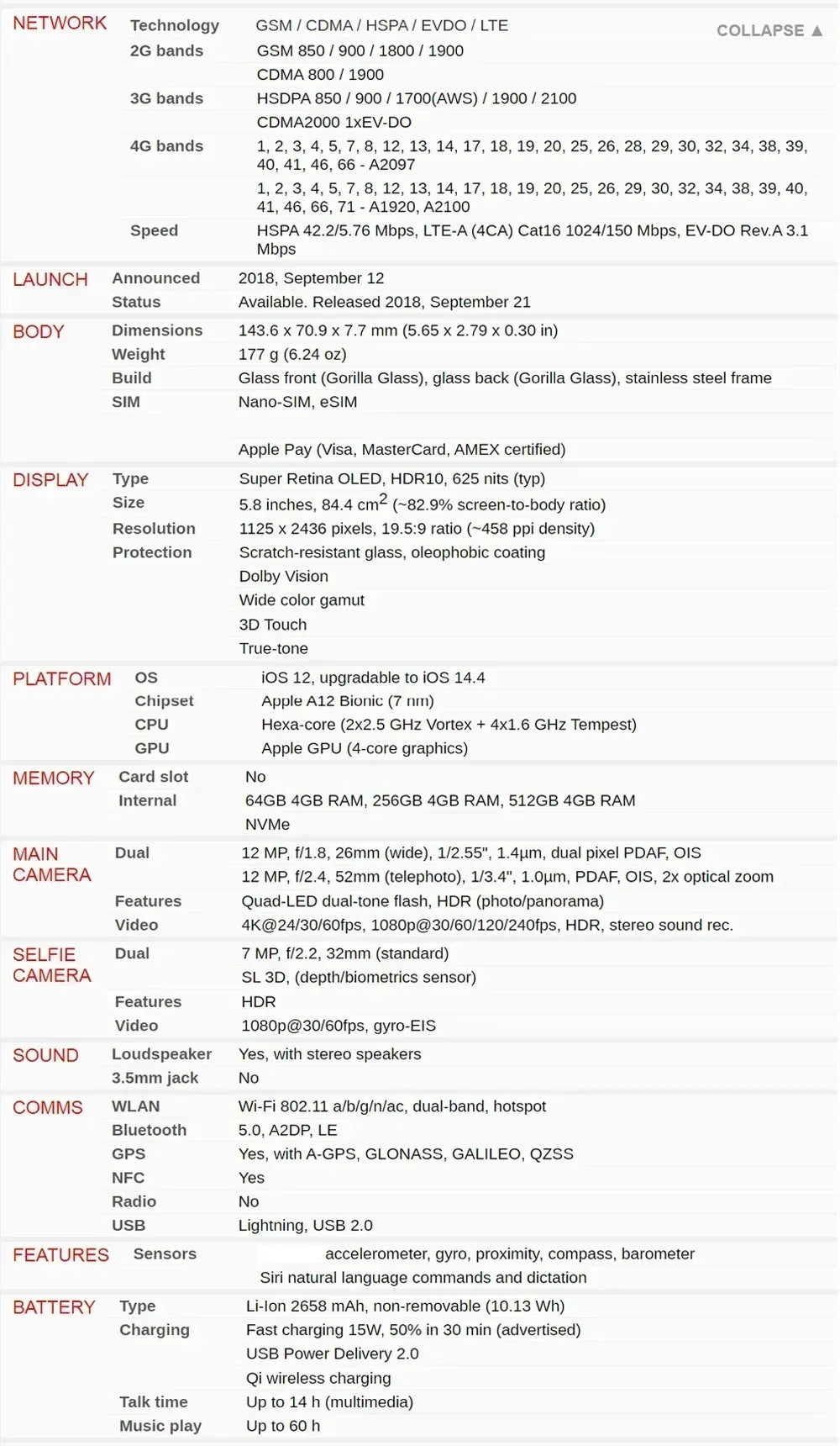 Original Apple iPhone XS 4G LTE Mobile Phone Face ID NFC 4GB RAM 64GB/256/512GB ROM 5.8" 12MP+7MP A12 Hexa-Core IOS iphone xs