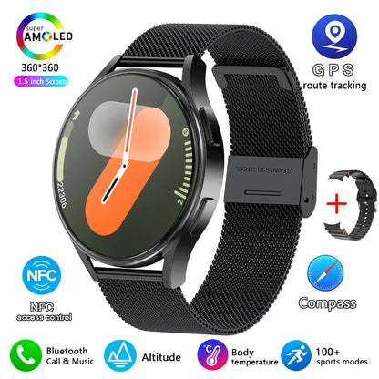 2025 New Bluetooth Call Smart Watch 7 Classic Men AMOLED HD Screen AI Voice Assistant Bluetooth Call NFC GPS Smartwatch Women