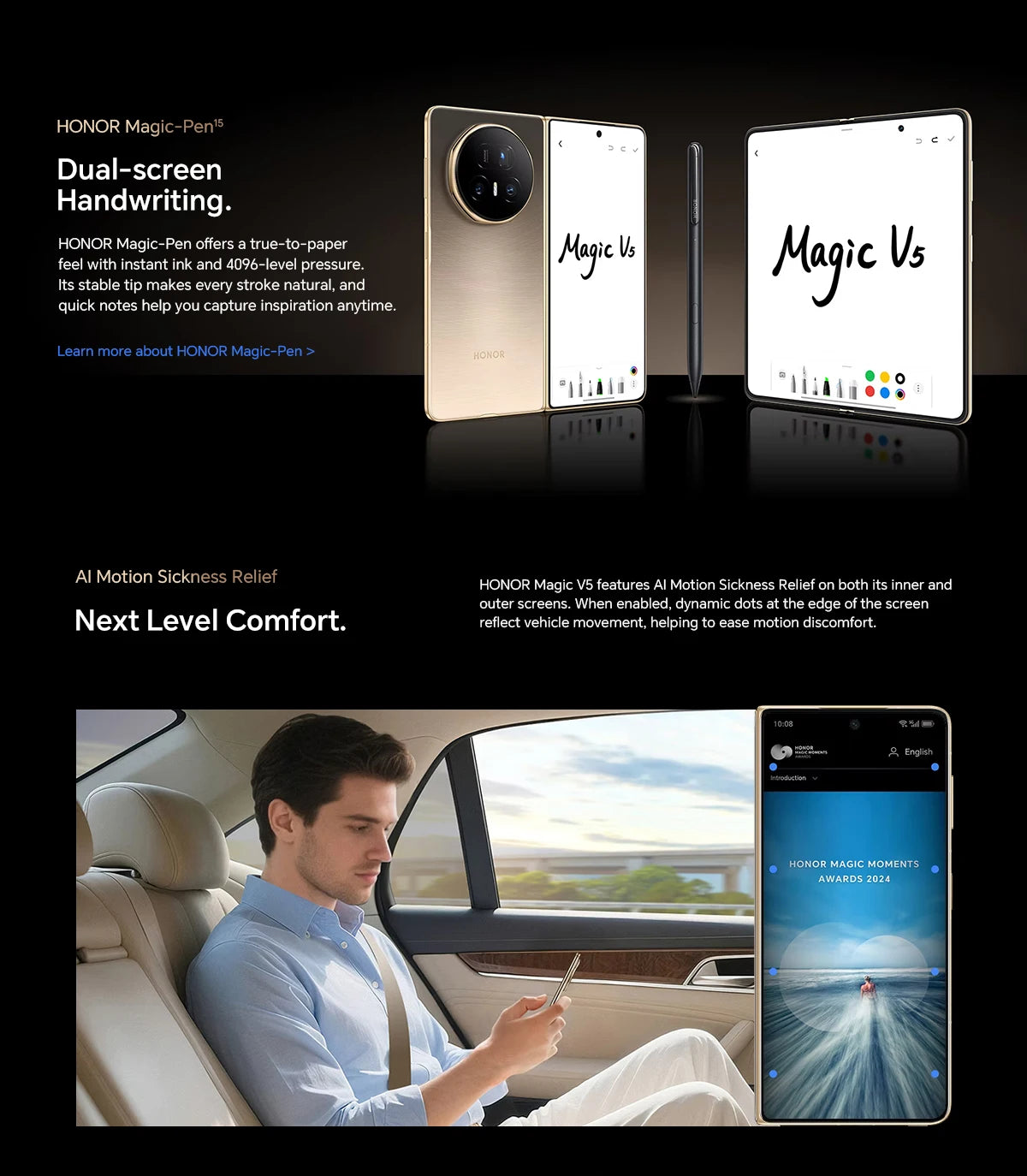 Global Version HONOR Magic V5 5G 16GB+512GB Foldable OLED Screen Snapdragon 8 Elite 5820 mAh Battery 50W Wireless SuperCharge