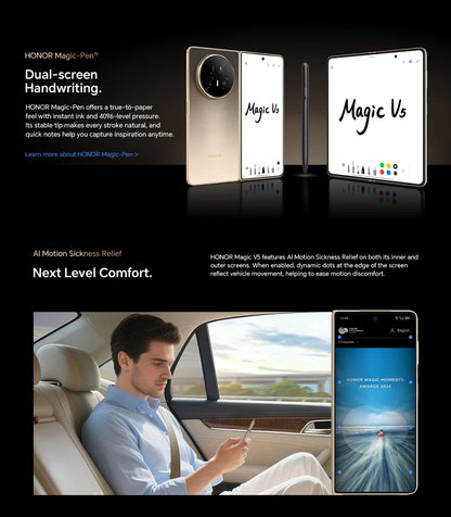 Global Version HONOR Magic V5 5G 16GB+512GB Foldable OLED Screen Snapdragon 8 Elite 5820 mAh Battery 50W Wireless SuperCharge