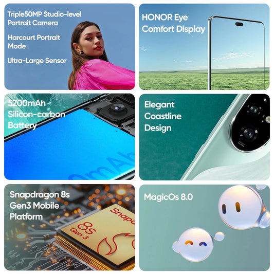 HONOR 200 Pro Global Version 6.78'' 5G Smartphone Snapdragon 8s Gen 3 120Hz AMOLED Display 5200mAh Battery 100W SuperCharge
