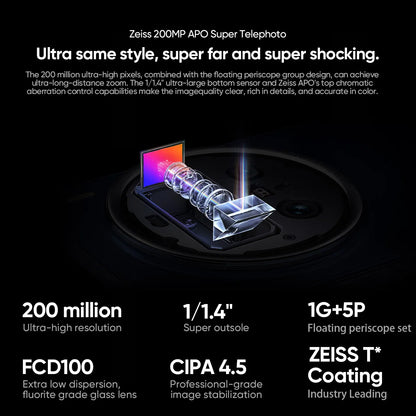 VIVO X200 PRO 5G Dimensity 9400 CPU 6.78 inch AMOLED 120HZ Screen 6000mAh 90W Flash Charger OTA NFC 50MP camera 16GB 512GB/1TB