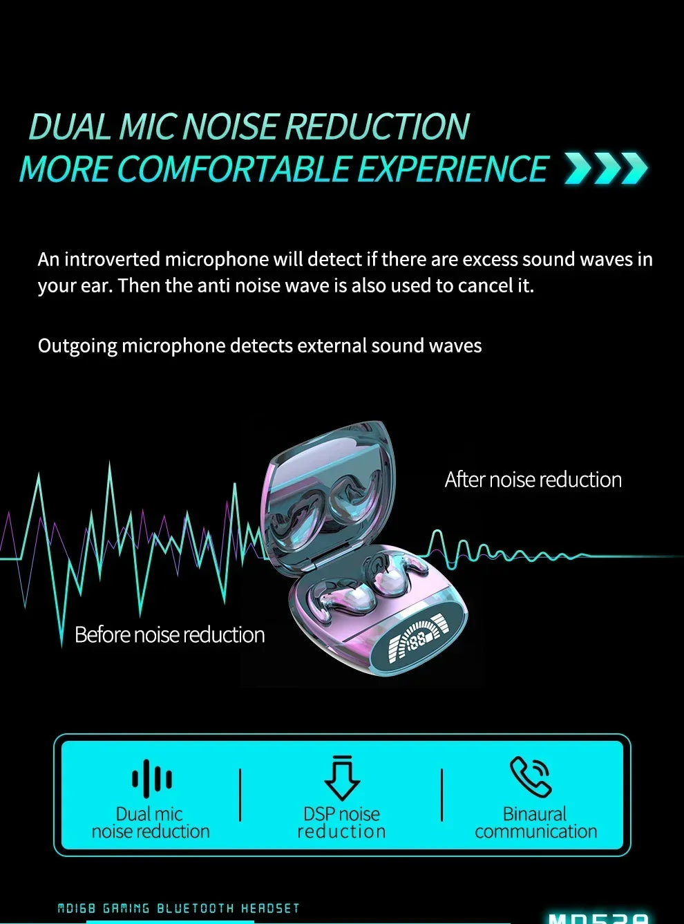 Sleep Invisible Stereo Headset IPX5 Waterproof Wireless Bluetooth Earphone Earbuds with Mic for Phone Bluetooth 5.3 Headphones - Universal Market