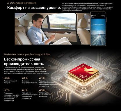 RU Express HONOR Magic V5 Global Version 5G Foldable LTPO OLED 120Hz Display 7.92" 50MP Cameras Snapdragon 8 Elite 5820mAh 66W