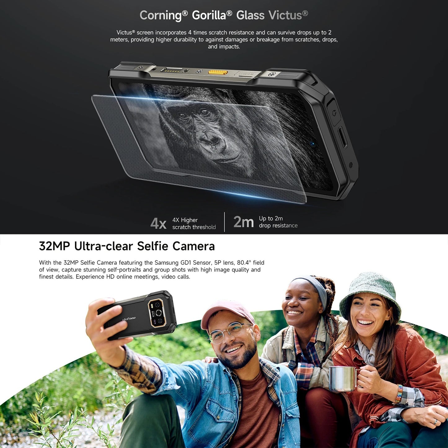 Ulefone Armor 27T Pro Rugged Phone 5G Thermal Imaging 6.78'' 10600mAh 33W 12GB+256GB 64MP Night Vision Camera Android 14 NFC