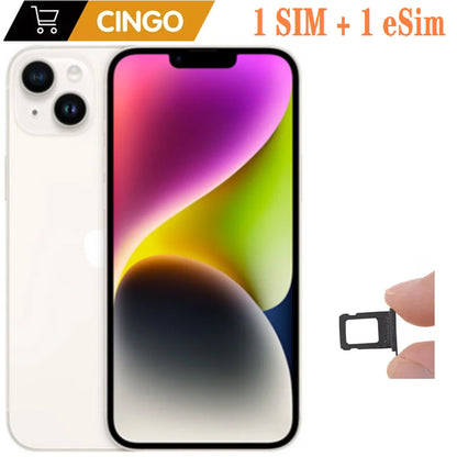 iPhone 14   6GB RAM  128GB /256GB GB ROM   A15 5G  1 SIM+ 1 eSIM 6.1"  OLED Face ID NFC