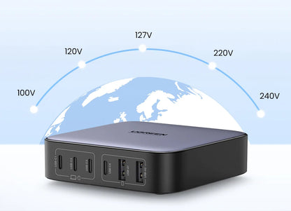 UGREEN 200W GaN Charger Desktop Laptop Fast Charger 6 in 1 Adapter For iPhone 17 16 Pro Xiaomi Samsung Tablets Macbook Charger