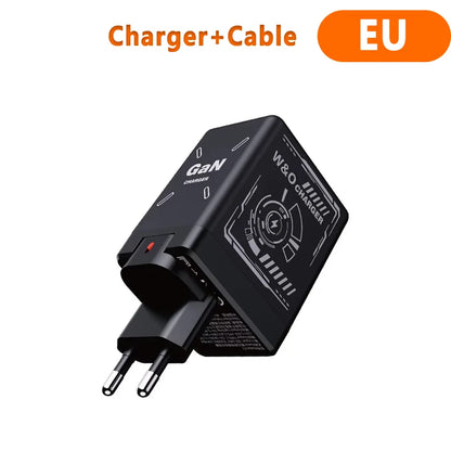 XIAOMI GaN 120W Fast Charger with Retractable Type-C Ligting Cable Portable Multi-Device Folding Adapter For iPhone Samsung