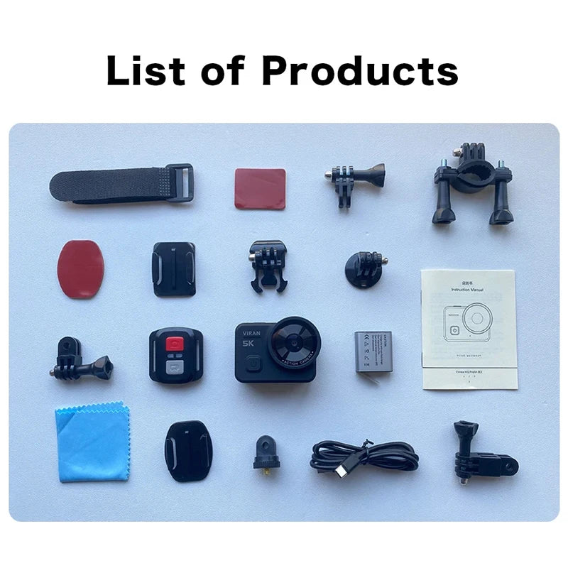 VIRAN V10 5K Action Camera Electronic Image Stabilization 2" Touch LCD 4K Waterproof Action Camera Dashcam Motion Detection