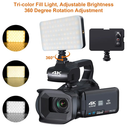 6K Professional Video Camera for Photography 18X Digital Zoom Night Vision Vlogging Camera 64MP WiFi Livestream Webcam Camcorder - Universal Market